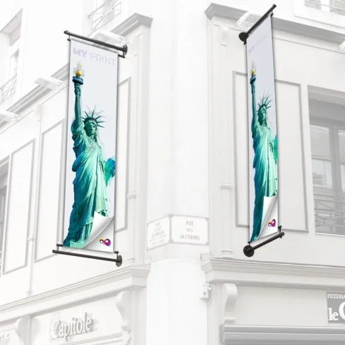 Enseigne drapeau inox avec bâche - Lips