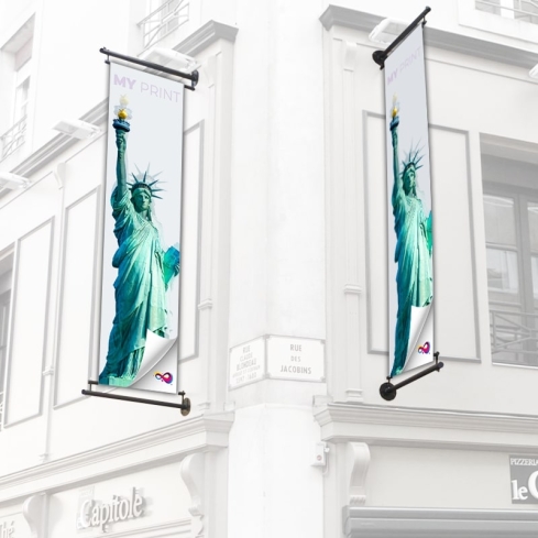 Enseigne drapeau inox avec bâche - Lips