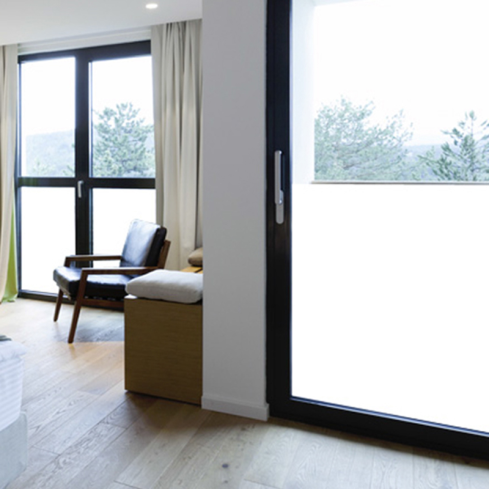 Film adhésif intimité verre dépoli gris flouté - Lutèce